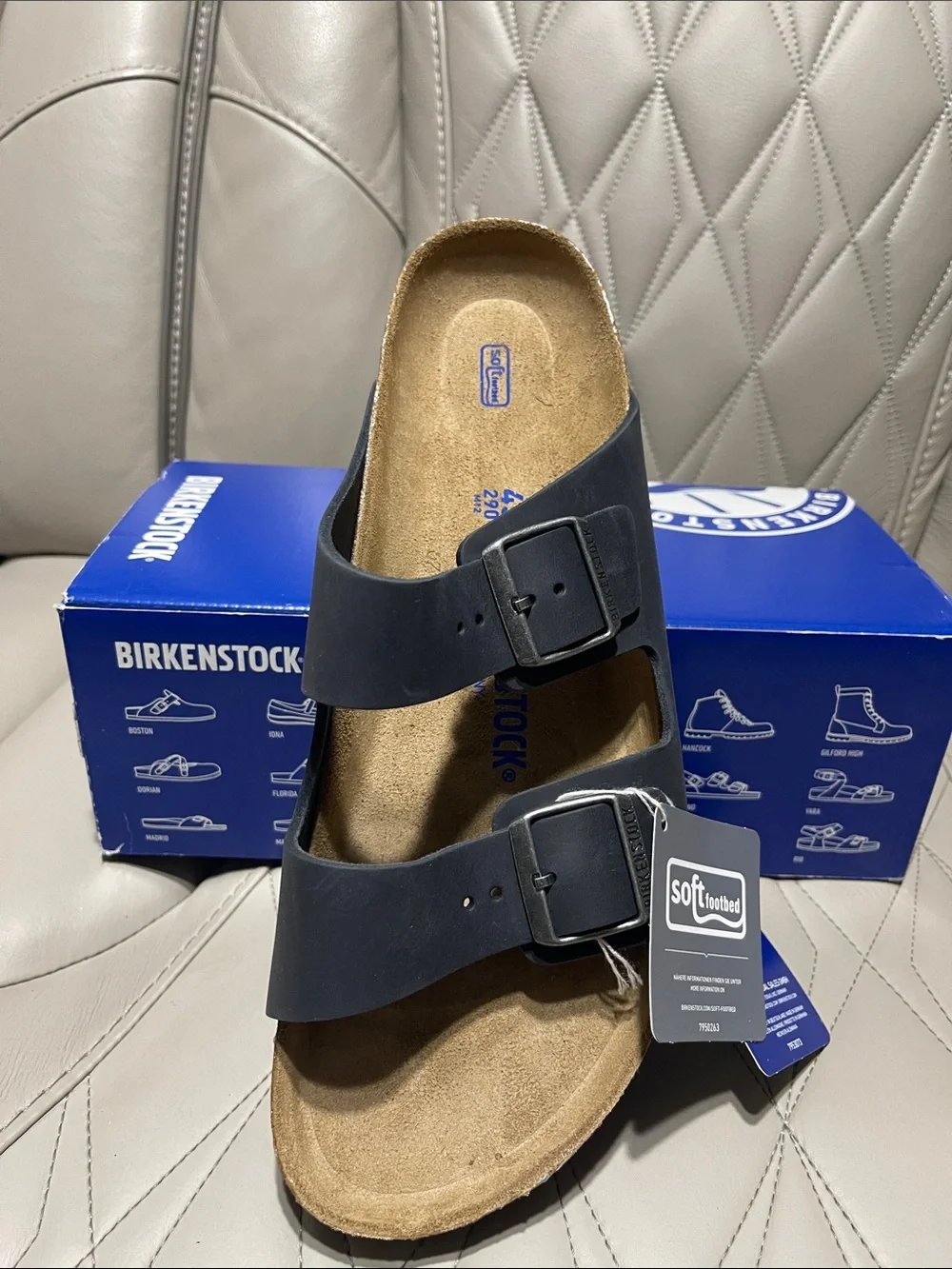 Birkenstock Arizona Soft Footbed  Two-Strap Sandal in Black and Cork